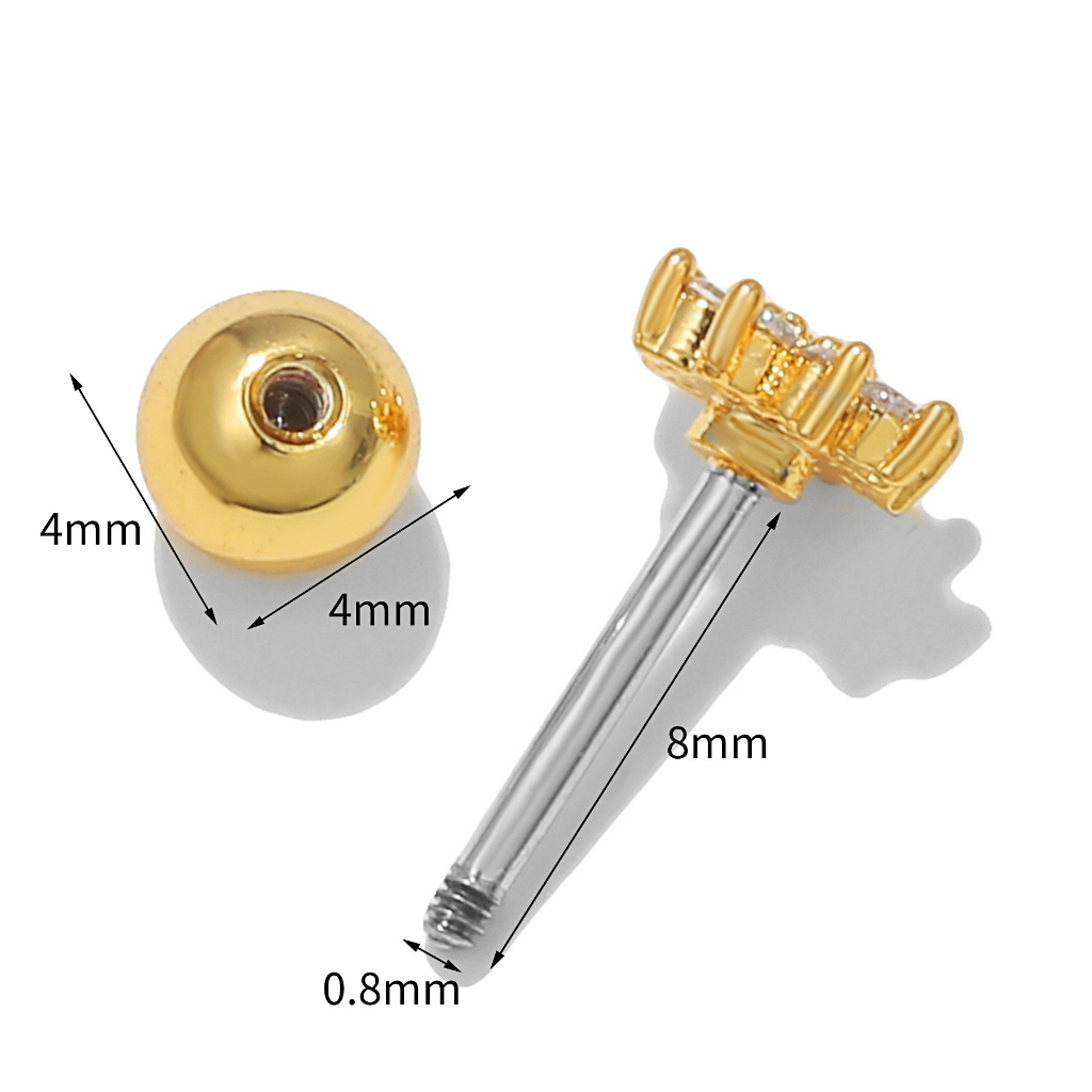 1 cái g23 bông tai thép titan màu xanh pha lê bông tai hoa mặt trăng trái tim bông tai trang sức