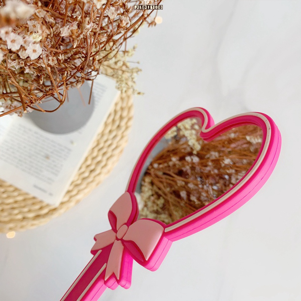 Barbie gương cầm tay dòng barbie dễ thương màu hồng hình trái tim gương cầm tay phim hoạt hình nhập vai thư gương trang điểm cầm tay