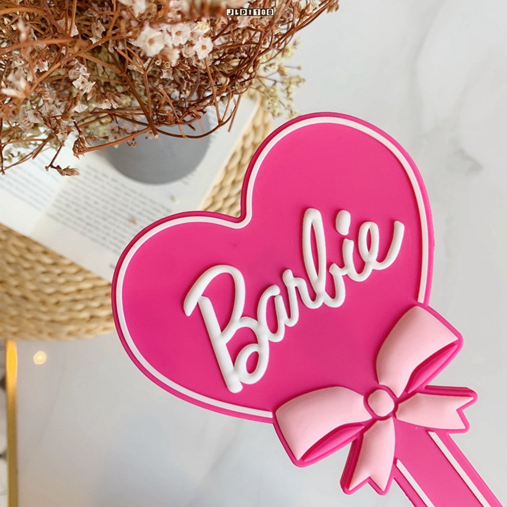 Barbie gương cầm tay dòng barbie dễ thương màu hồng hình trái tim gương cầm tay phim hoạt hình nhập vai thư gương trang điểm cầm tay