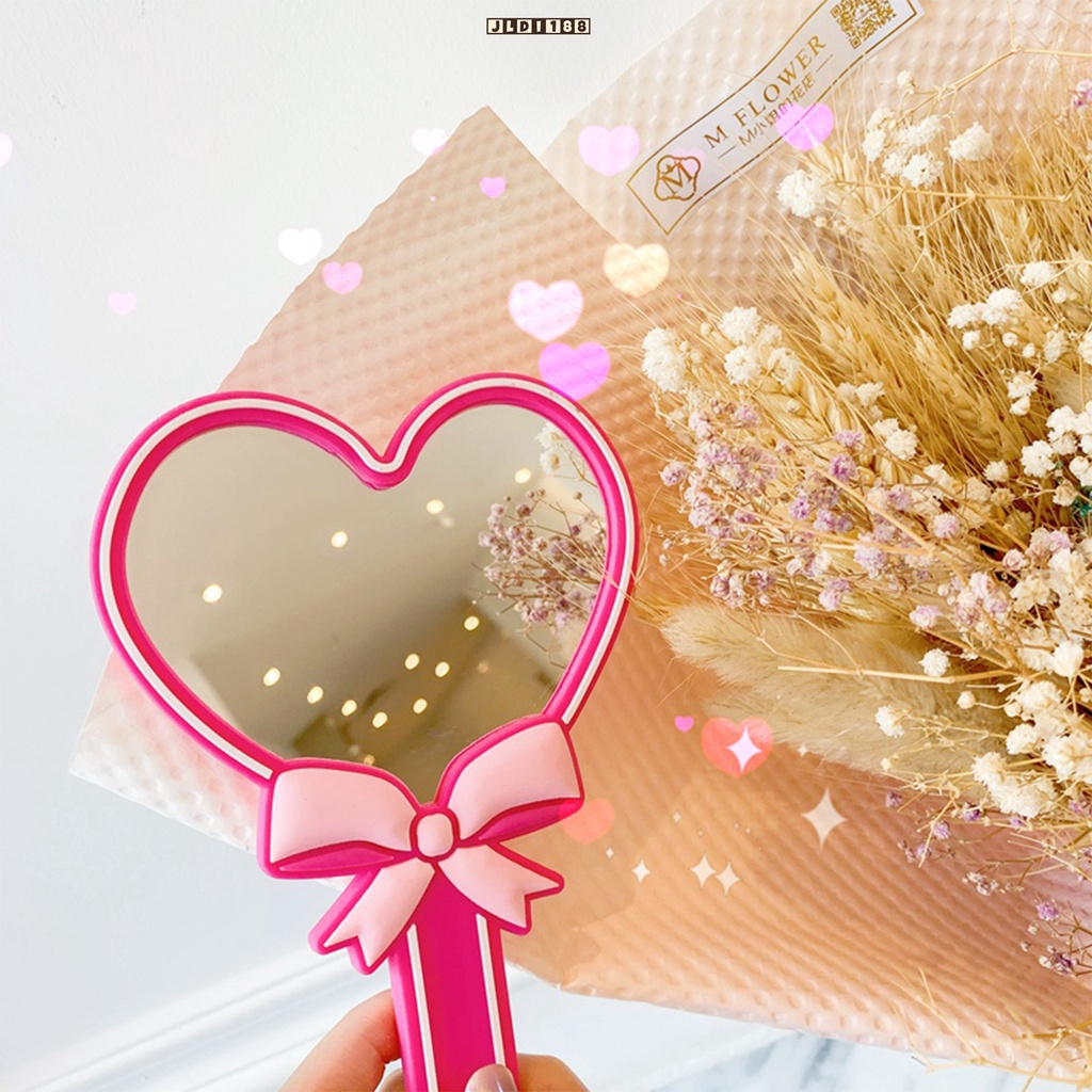 Barbie gương cầm tay dòng barbie dễ thương màu hồng hình trái tim gương cầm tay phim hoạt hình nhập vai thư gương trang điểm cầm tay