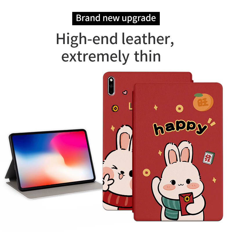 Đối với HUAWEI MatePad 10.4 2022 2020 thỏ thời trang hoạt hình dễ thương bao da pu thông minh 10.4" BAH4-W09 BAH4-W29 BAH3-W09 BAH3-AL00 BAH3-L09 BAH3-W59 bao da lật