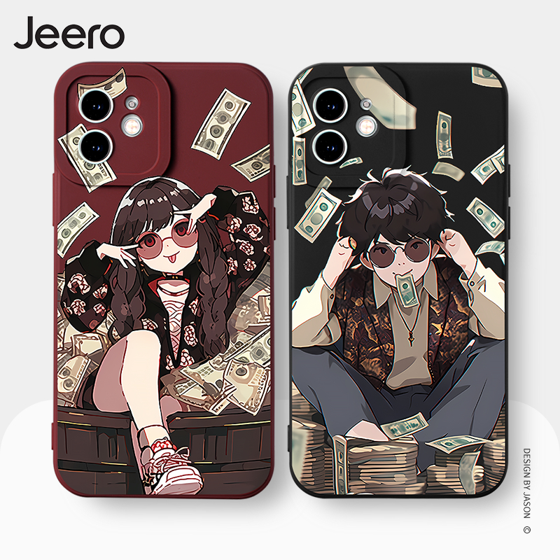 Ốp lưng JEERO hoạt hình cặp đôi dễ thương đẹp ngộ nghĩnh mềm Cho iPhone 15 14 13 12 11 Pro Max SE 2020 X XR XS 8 7 ip 6S 6 Plus kute HFE2725