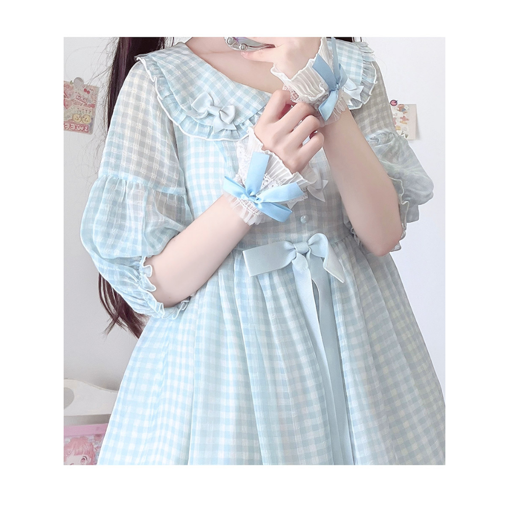 Lolita cổ tay găng tay trang trí nơ dễ thương cổ tay tay áo ren tay áo nữsuper fairy jk găng tay cos cổ tay cuff