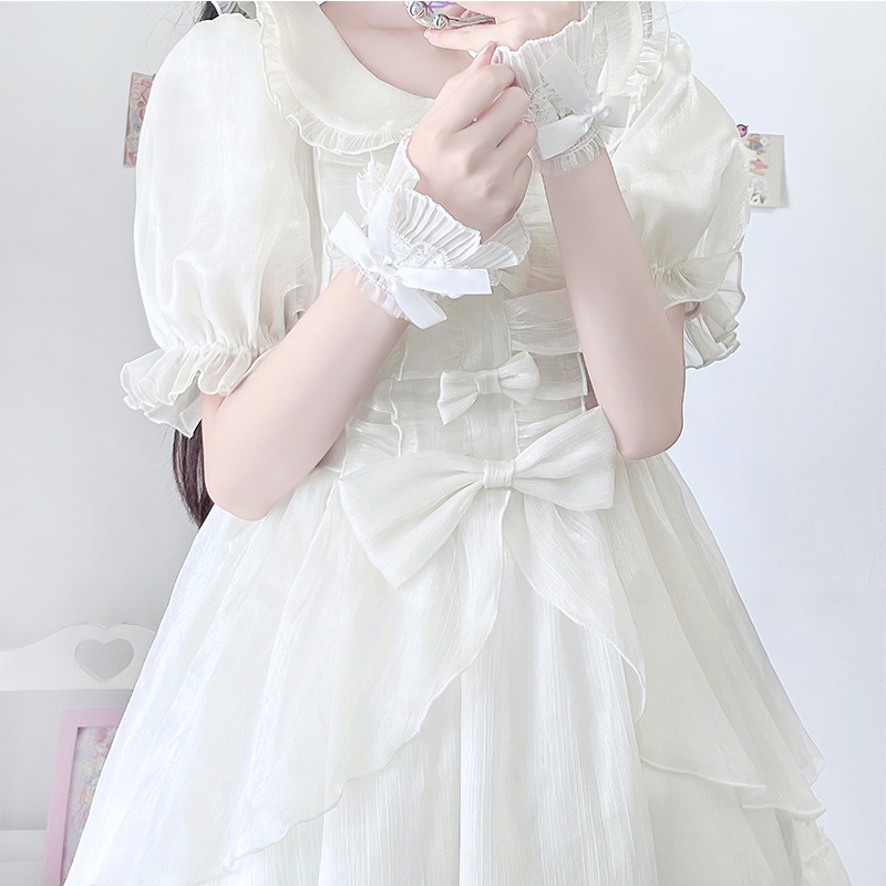 Lolita cổ tay găng tay trang trí nơ dễ thương cổ tay tay áo ren tay áo nữsuper fairy jk găng tay cos cổ tay cuff