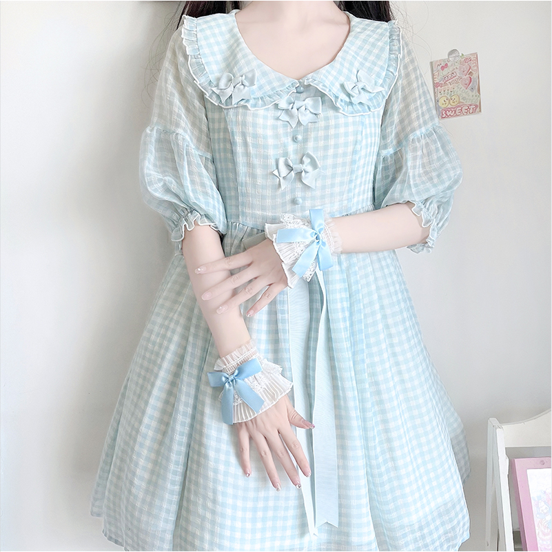 Lolita cổ tay găng tay trang trí nơ dễ thương cổ tay tay áo ren tay áo nữsuper fairy jk găng tay cos cổ tay cuff