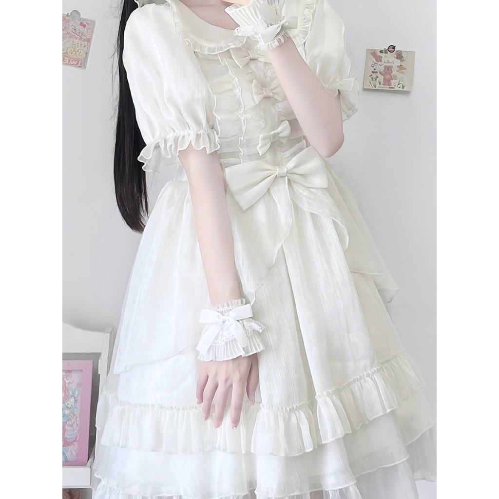 Lolita cổ tay găng tay trang trí nơ dễ thương cổ tay tay áo ren tay áo nữsuper fairy jk găng tay cos cổ tay cuff