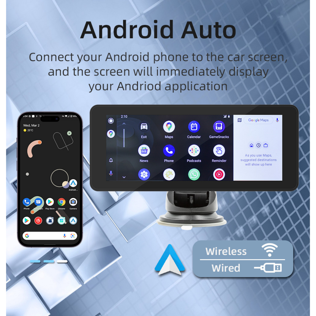 6,86 inch car radio carplay không dây android auto hd fm radio reversing camera portable car stereo built-in speaker màn hình cảm ứng