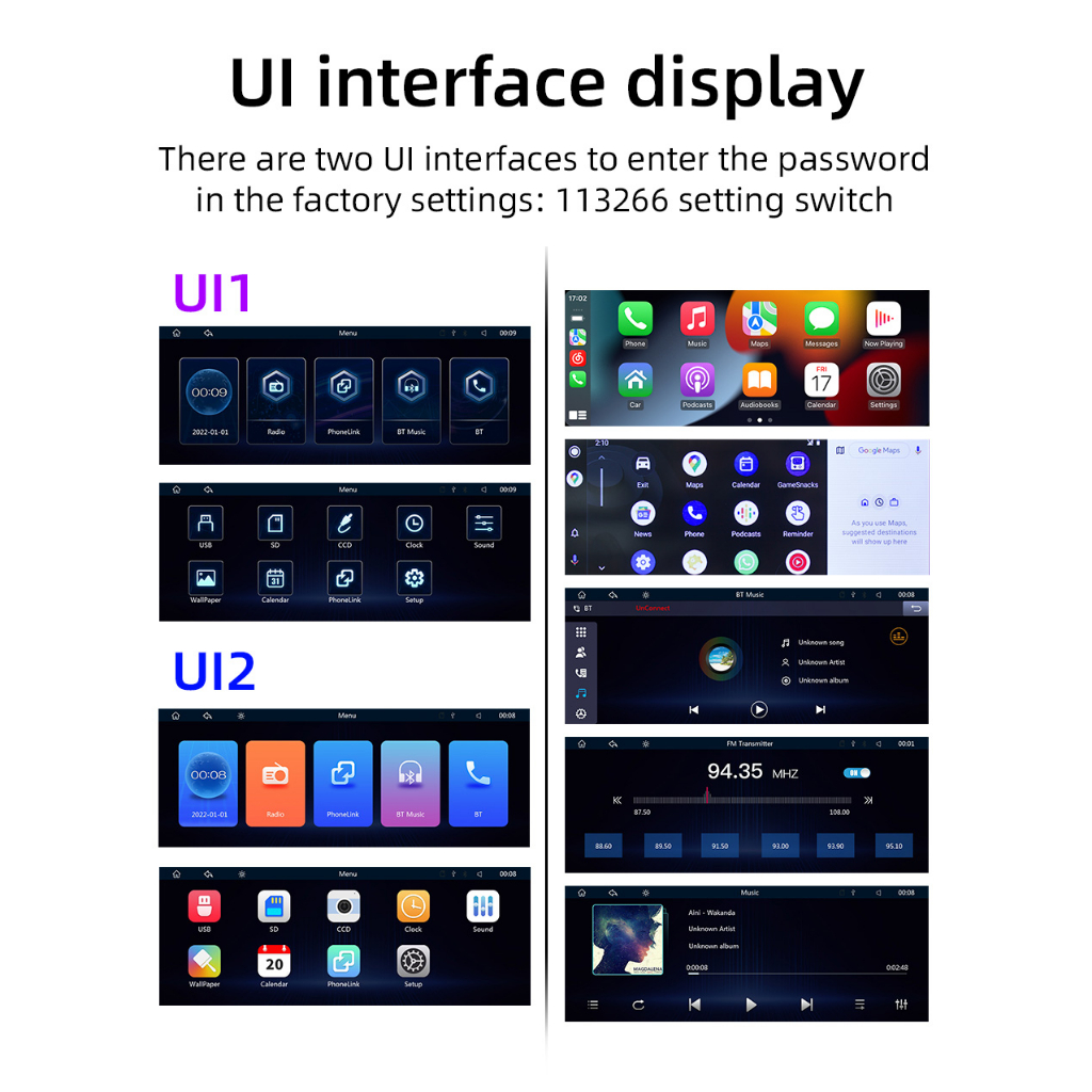 6,86 inch car radio carplay không dây android auto hd fm radio reversing camera portable car stereo built-in speaker màn hình cảm ứng