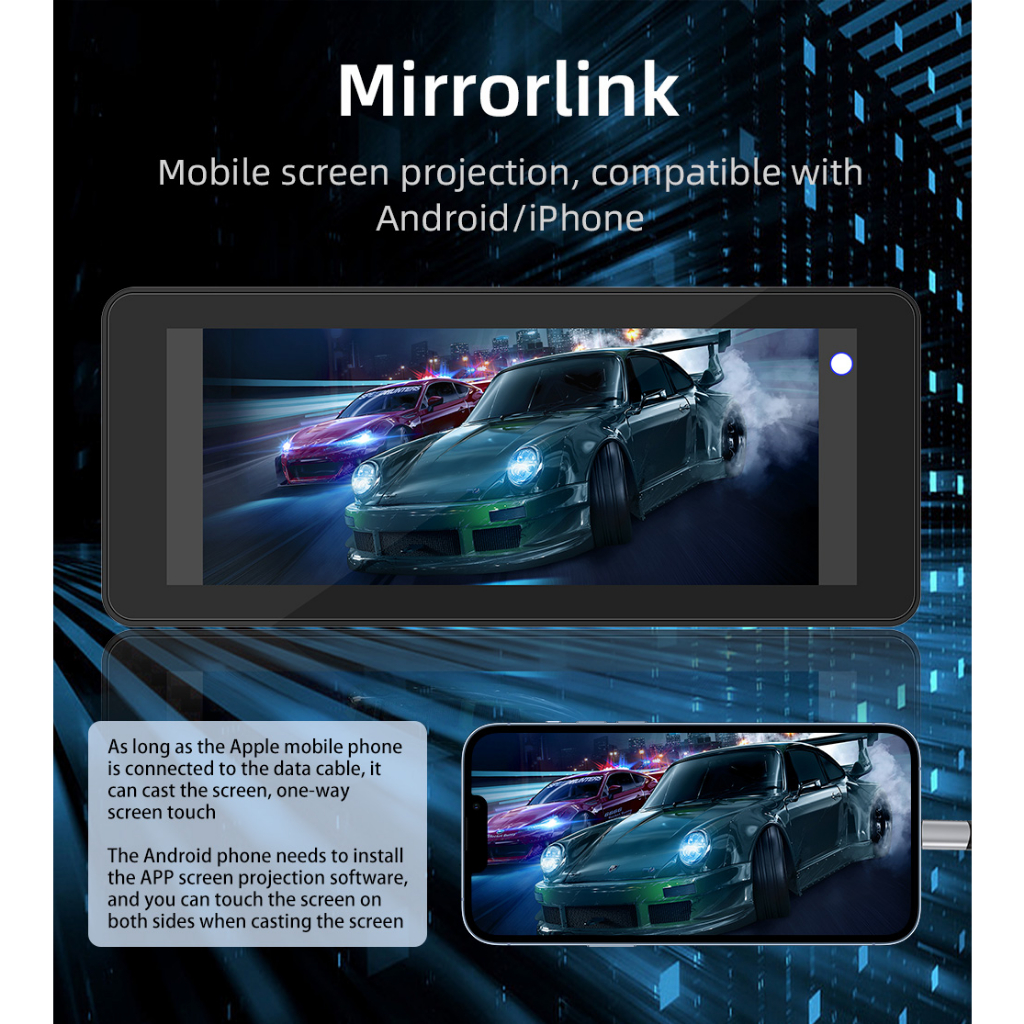 6,86 inch car radio carplay không dây android auto hd fm radio reversing camera portable car stereo built-in speaker màn hình cảm ứng