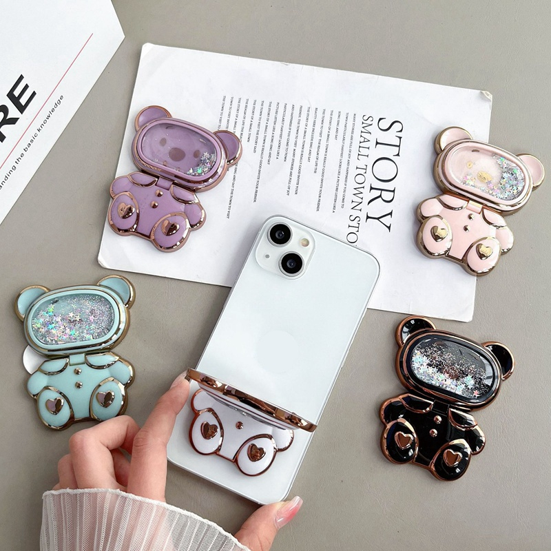 Khuôn mặt tươi cười quicksand bear ốp lưng điện thoại ốp lưng phụ kiện giá đỡ hello kitty giá đỡ kuromi cô gái gương trang điểm bỏ túi xoay đế để bàn giá đỡ điện thoại đa năng