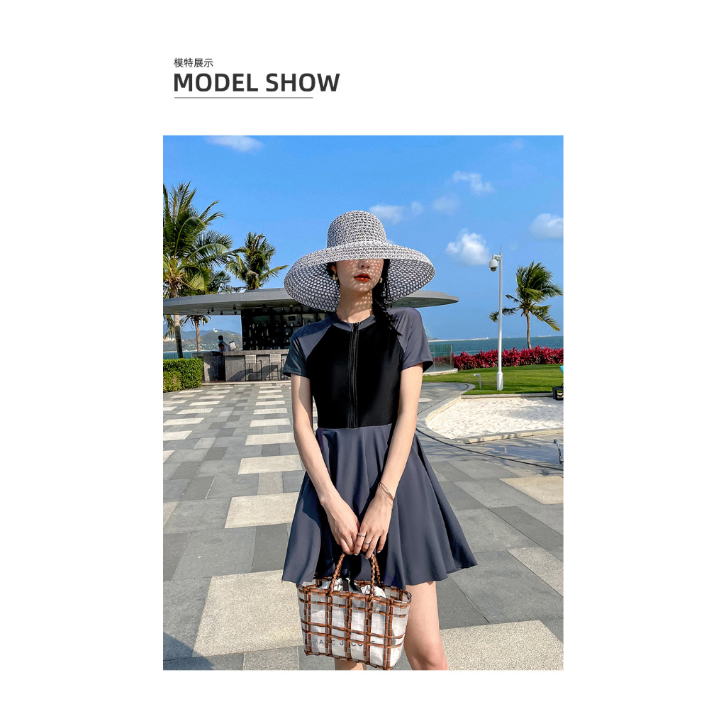 Đồ bơi nữ kín đáo tay ngắn CÓ MÚT CÓ SIZE-Bikini đi biển 2 mảnh có tay váy xoè- đồ bơi học sinh nữ  AA7601