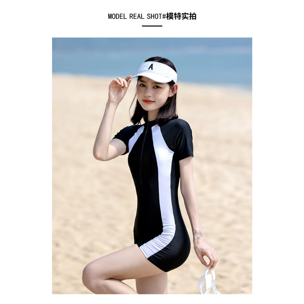 Bikini bigsize Đồ Bơi nữ kín đáo Tay Dài Khóa Kéo Dáng Đùi  AA7598