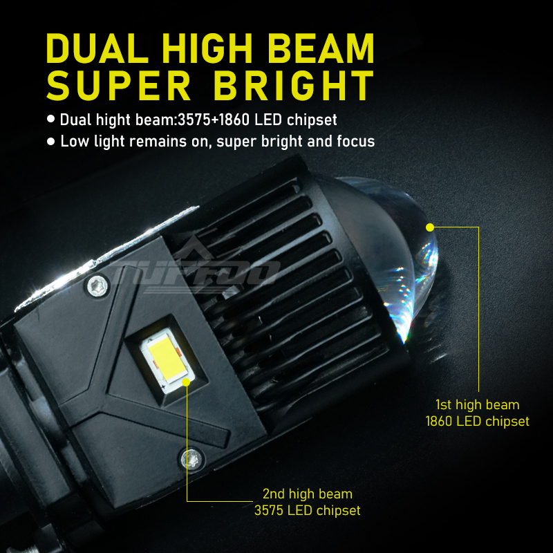 Set 2 Đèn Pha led mini h4 hs1 Ánh Sáng Trắng Ấm 4300k 130w 28000lm 6000k Cho Xe Mô Tô