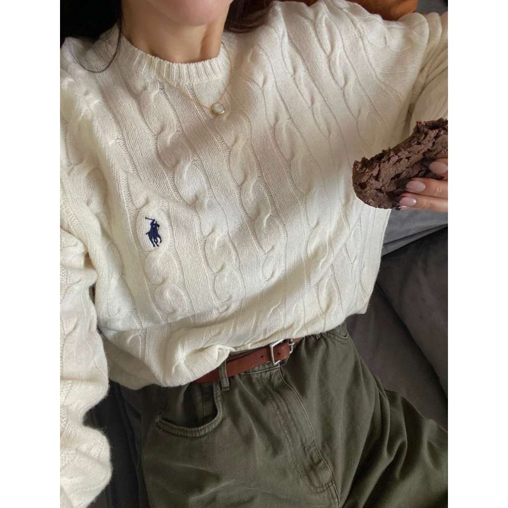 Cable-knit len-cashmere nữ cardigan