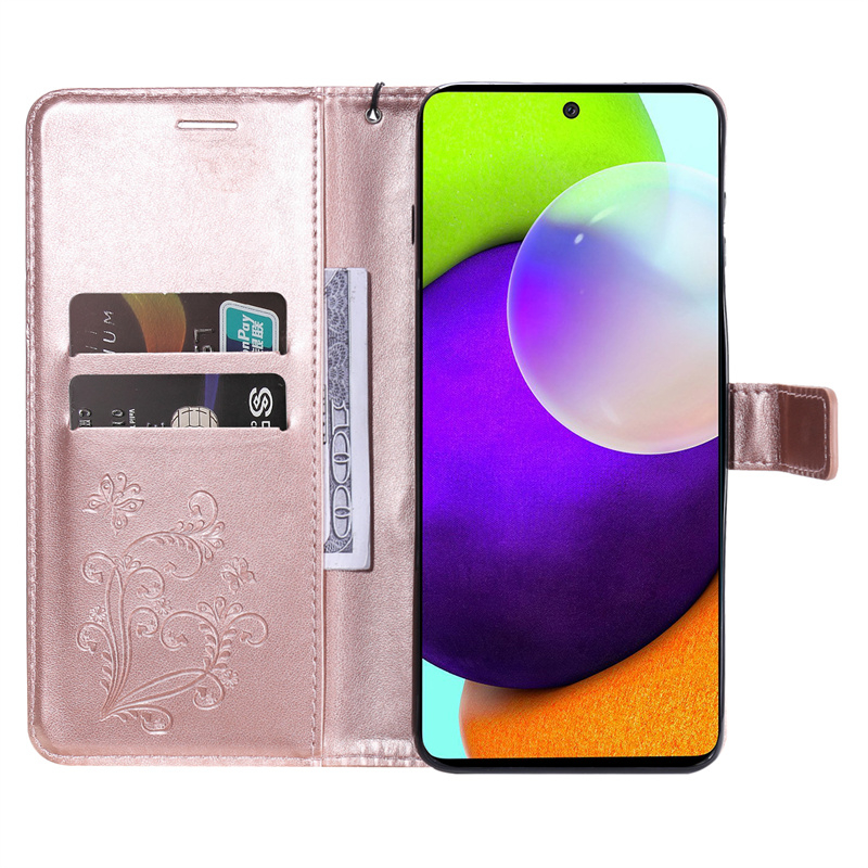 Vỏ sang trọng cho samsung galaxy a53 5g a33 5g a52 a72 5g a52s a02s a03s a73 5g a52 4g a72 4g retro butterfly wallet card khe cắm da mềm flip skin protect stand cover case