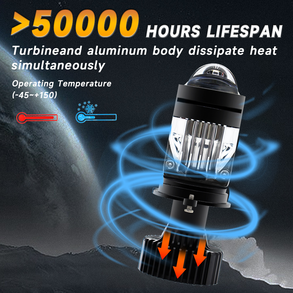 Ống kính máy chiếu led 110w 30000lm h4 đèn pha ô tô 9003 bóng đèn pha hi / lo beam quạt turbo 12v 24v đèn phụ kiện ô tô canbus