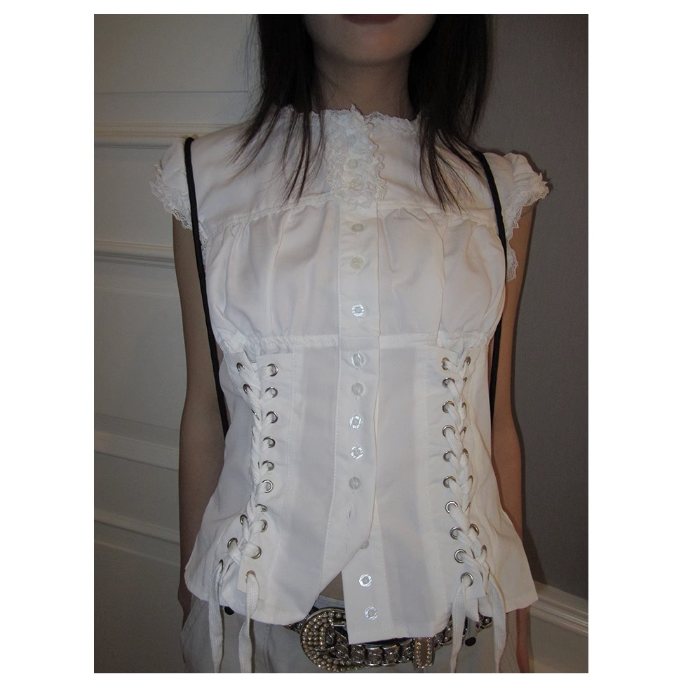 Áo Sơ Mi Cột Dây Eo Phong Cách Ngọt Ngào Dễ Phối Đồ Cho Nữ