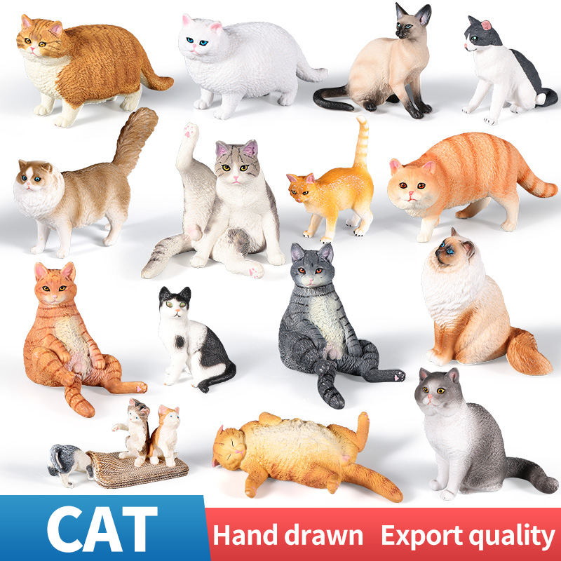 Mô phỏng mô hình mèo cưng dễ thương hình hành động xiêm sphynx ba tư bức tượng nhỏ trang trí nhà đáng yêu đồ chơi giáo dục trẻ em