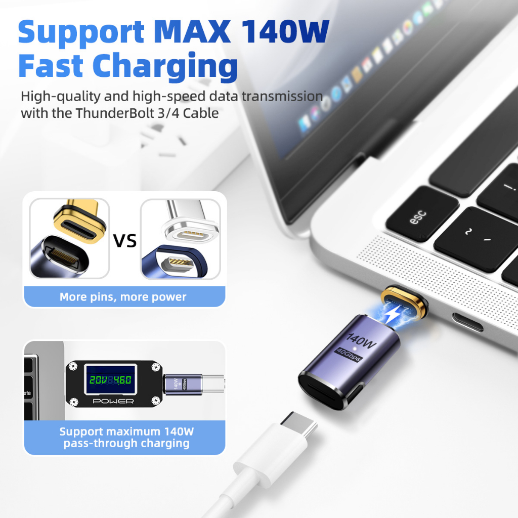 140w usb4.0 40gbps thunderbolt3 magnetic type-c otg usb c sang usb-c cáp chuyển đổi nam châm sạc nhanh 8k @ 60hz bộ chuyển đổi usb loại c