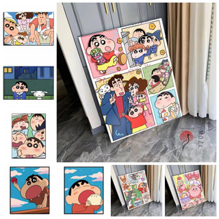 MOZI ✨bút chì Shin chan 40*50cm tranh tô màu theo số tranh sơn dầu số hoá tranh số hóa tranh tô màu số hoá tranh số hoá theo yêu cầu nhân vật hoạt hình sơn acrylic  tranh số hóa gam Tranh sơn dầu tô màu theo số hình anime