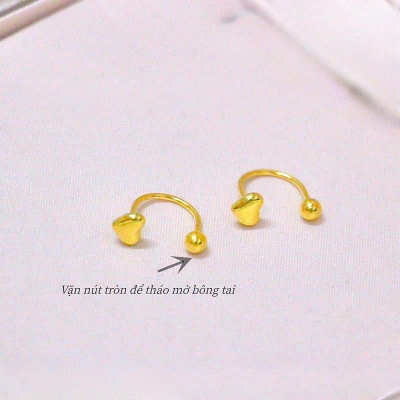 Bông tai nữ làm bằng titan cao cấp không gỉ mạ vàng 24k thiết kế mới lạ hình trái tim xinh xắn phong cách trẻ trung