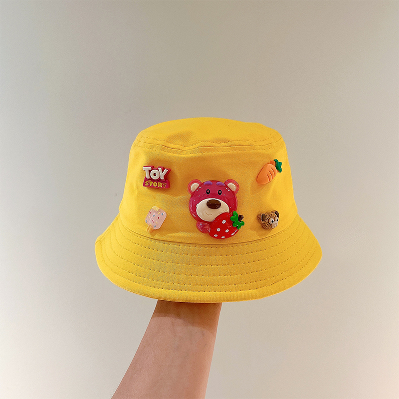 Mũ Tai Bèo Chống Nắng Họa Tiết Gấu Và Dâu Tây Hoạt Hình Siêu Dễ Thương Thời Trang Xuân Thu Cho Bé Gái