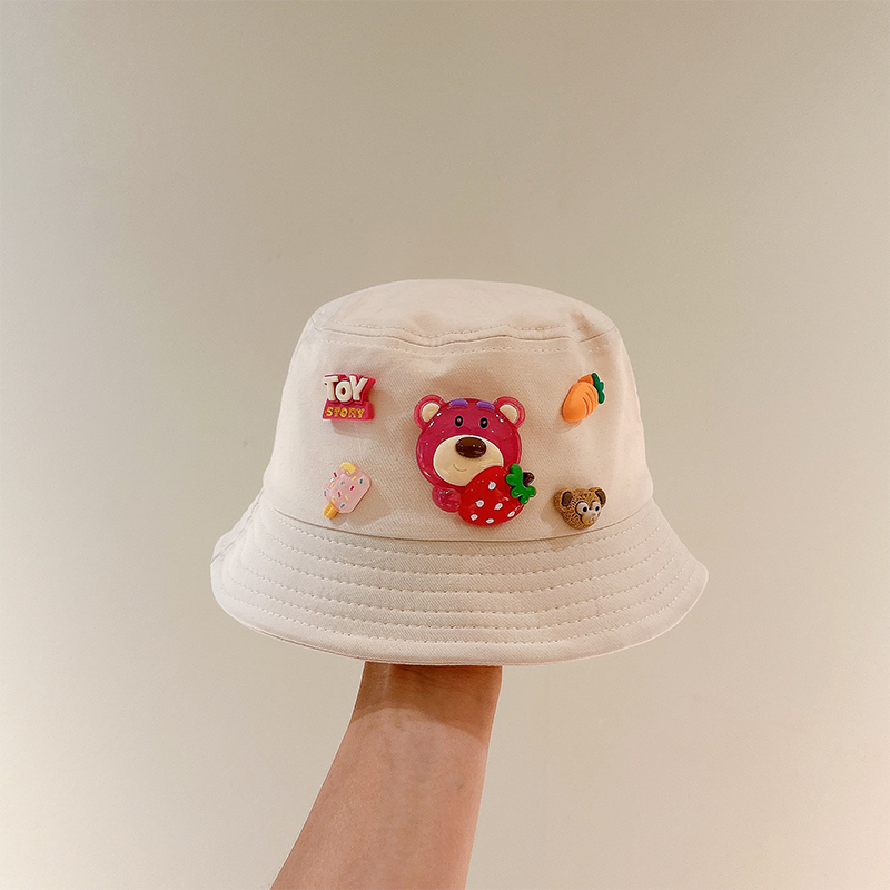 Mũ Tai Bèo Chống Nắng Họa Tiết Gấu Và Dâu Tây Hoạt Hình Siêu Dễ Thương Thời Trang Xuân Thu Cho Bé Gái
