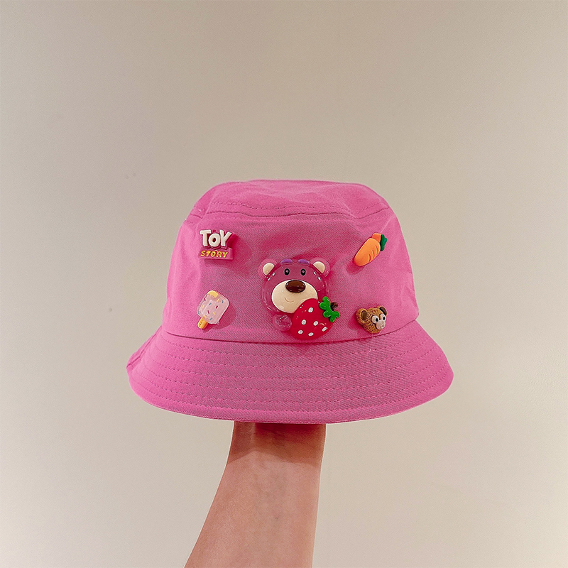 Mũ Tai Bèo Chống Nắng Họa Tiết Gấu Và Dâu Tây Hoạt Hình Siêu Dễ Thương Thời Trang Xuân Thu Cho Bé Gái