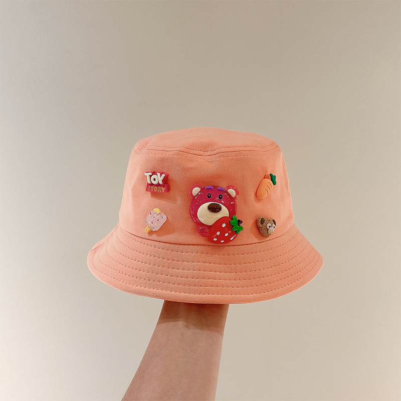 Mũ Tai Bèo Chống Nắng Họa Tiết Gấu Và Dâu Tây Hoạt Hình Siêu Dễ Thương Thời Trang Xuân Thu Cho Bé Gái