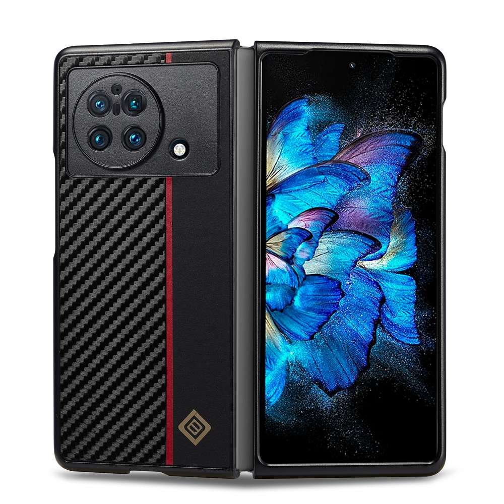 Vỏ sang trọng vivo x fold + xfold case fiber pattern bao da pu bao phủ toàn bộ vỏ điện thoại