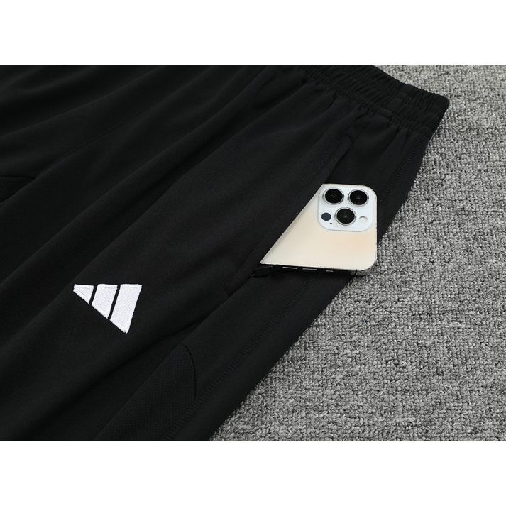 23-24 real madrid black halfzip men's football tracksuit training wear chất lượng hàng đầu 1: 1