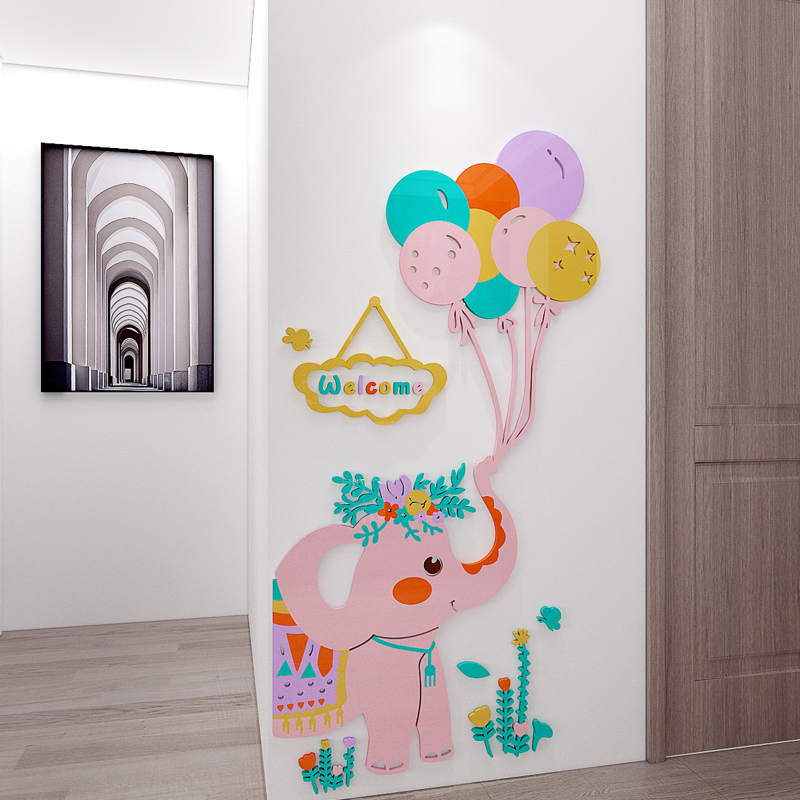 Voi Balloon tường Sticker Acrylic tự dính cửa Stick lối vào trang trí nội thất mica sơn