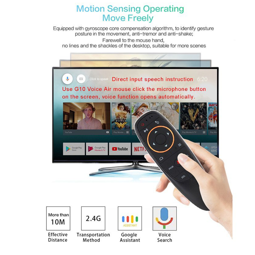 Điều khiển từ xa g10s g10s pro g10 2.4g cho tv thông minh máy tính xách tay android tv box chuột bay điều khiển từ xa g10s 2.4g h96 max x88 pro x96 max android tv box hk1