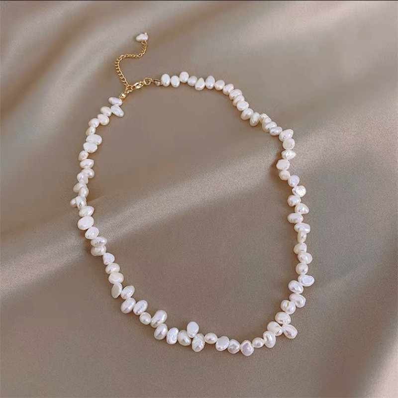 Thanh lịch tự nhiên đầu khoan nước ngọt baroque vòng cổ ngọc trai vòng tay phụ nữ thanh lịch choker