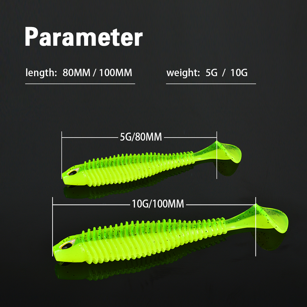 TL Mái Chèo Đuôi Mềm Mồi Câu Cá Silicone Mồi 6 Màu 5G/80Mm 8 Cái/gói, 10G/100Mm 5 Cái/gói Wobblers Leurre Souple Swimbait Câu Cá