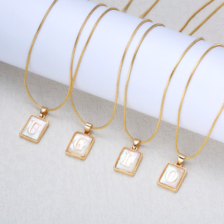 Chuỗi xương rắn vuông vàng bảng chữ cái tiếng anh vỏ mặt dây chuyền vòng cổ rust phụ kiện thời trang nữ miễn phí