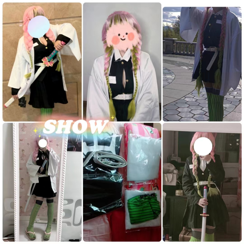 Demon Slayer Kanroji Mitsuri cosplay Costume Large size Kochou Shinobu Women Kimono Uniform Suit cos Anime Prop Adult and kids Anime Halloween