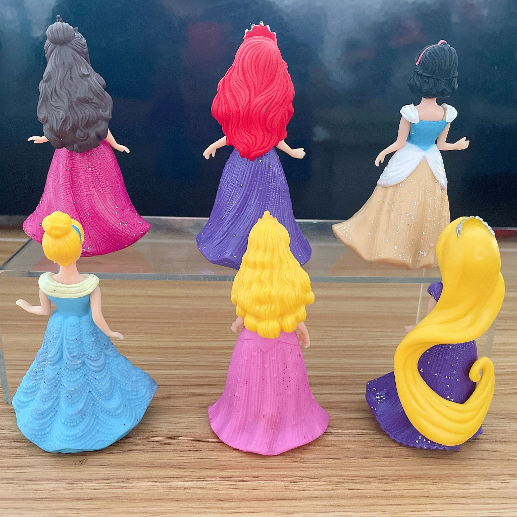 6 cái / bộ 9 cm disney princess doll mô hình đồ chơi snow white ariel phim hoạt hình dễ thương đồ trang trí búp bê quà tặng phiên bản q hình pvc mô hình búp bê đồ chơi