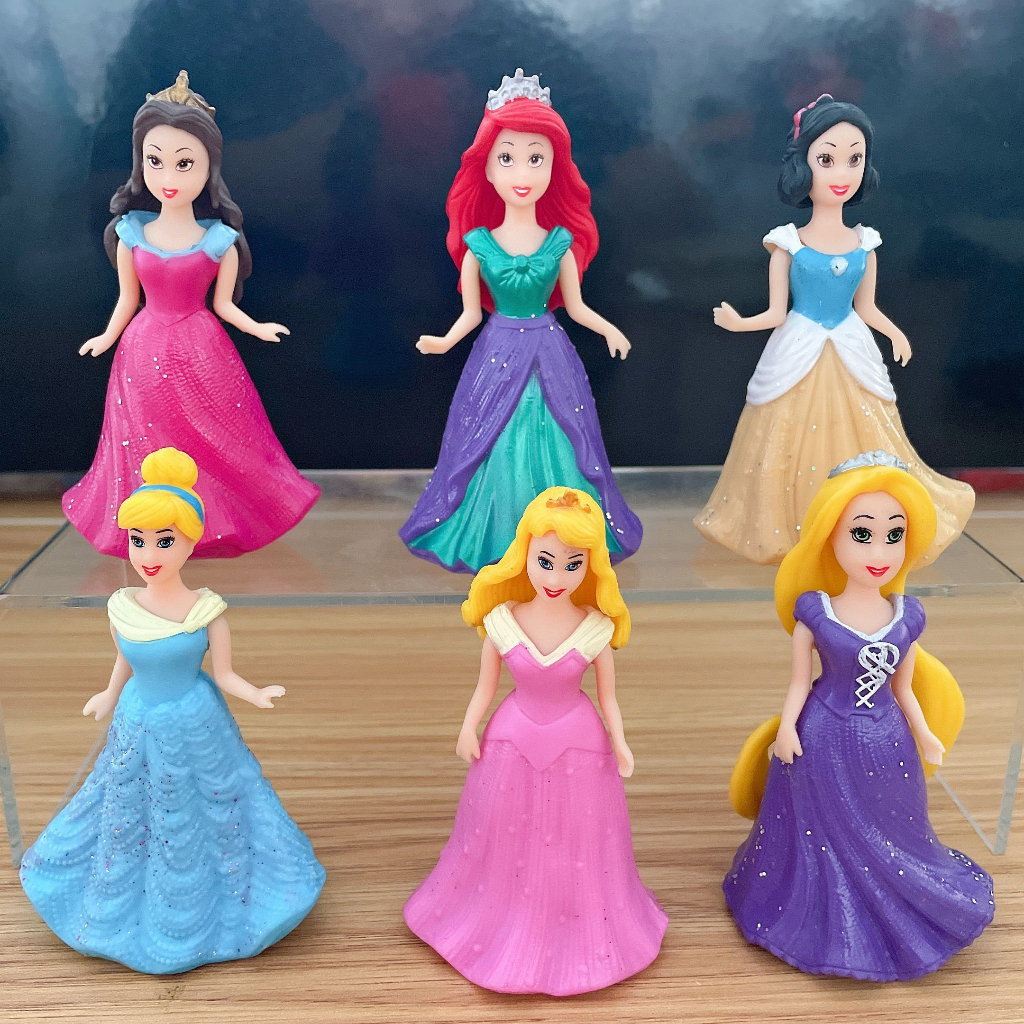 6 cái / bộ 9 cm disney princess doll mô hình đồ chơi snow white ariel phim hoạt hình dễ thương đồ trang trí búp bê quà tặng phiên bản q hình pvc mô hình búp bê đồ chơi