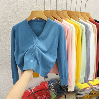  YAYUAN Áo Khoác Cardigan Nữ Dệt Kim Dáng Ngắn Tay Dài Phù Hợp Mùa Xuân - Thu Thiết Kế Cổ Sơ Mi 