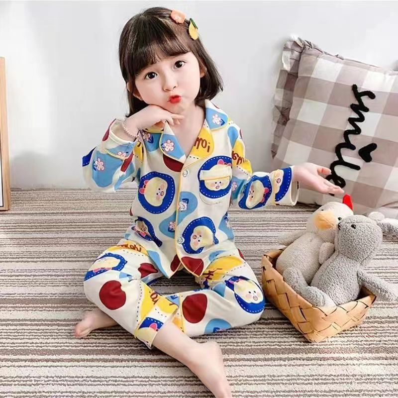 Bộ Đồ Ngủ Tay Dài In Hoạt Hình Dễ Thương Dành Cho Bé Gái