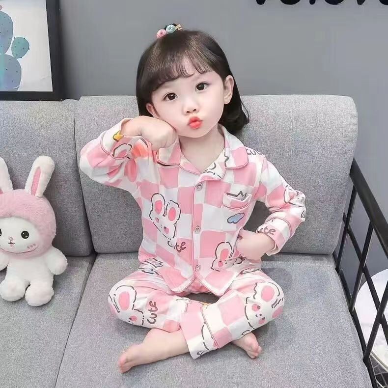 Bộ Đồ Ngủ Tay Dài In Hoạt Hình Dễ Thương Dành Cho Bé Gái