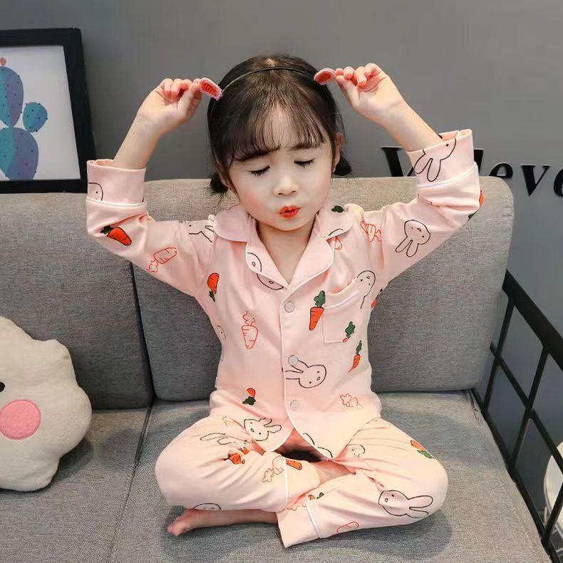 Bộ Đồ Ngủ Tay Dài In Hoạt Hình Dễ Thương Dành Cho Bé Gái