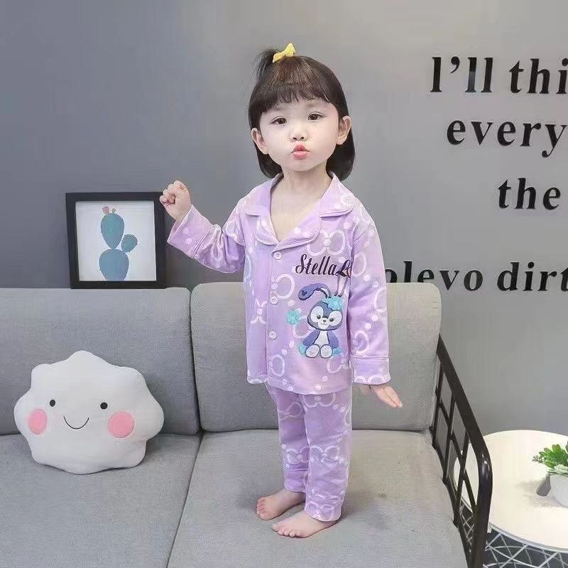 Bộ Đồ Ngủ Tay Dài In Hoạt Hình Dễ Thương Dành Cho Bé Gái