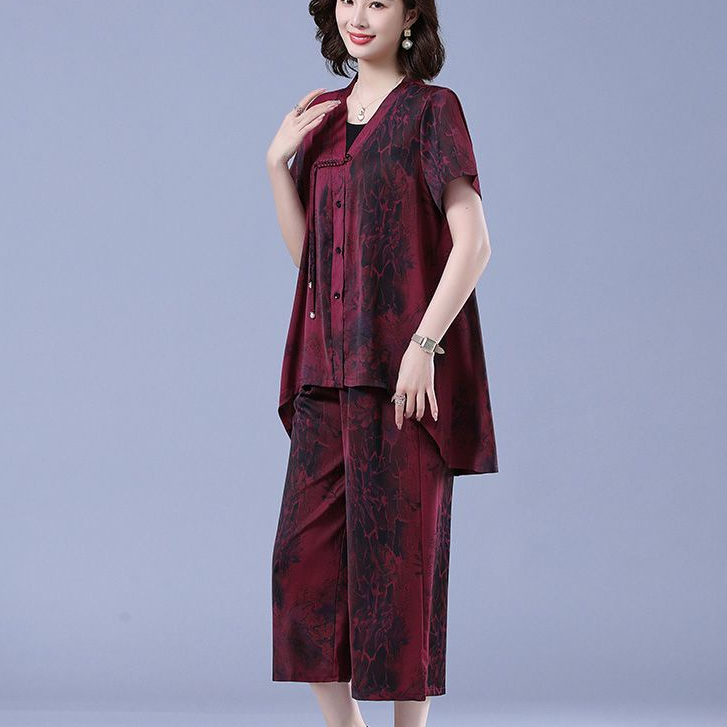 Áo Sơ Mi Chiffon Tay Ngắn Thời Trang Mùa Hè Kiểu Mới Cho Phụ Nữ Trung Niên