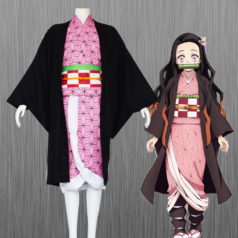 Trang phục cosplay dành cho trẻ em anime demon slayer kamado nezuko trang phục cosplay trang phục kimono màu hồng