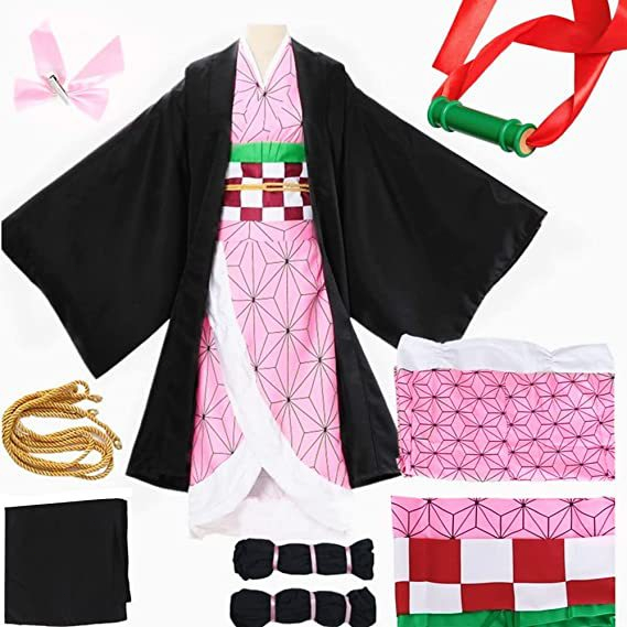 Trang phục cosplay dành cho trẻ em anime demon slayer kamado nezuko trang phục cosplay trang phục kimono màu hồng