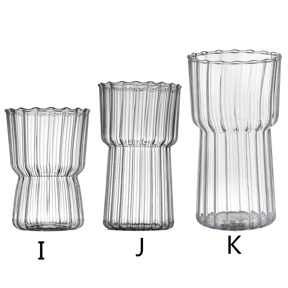 Cốc Uống Cà Phê  Sữa  Nước Ép Bằng  Cốc decor 3 tầng Thủy Tinh Trong Suốt Kẻ Sọc Tối Giản