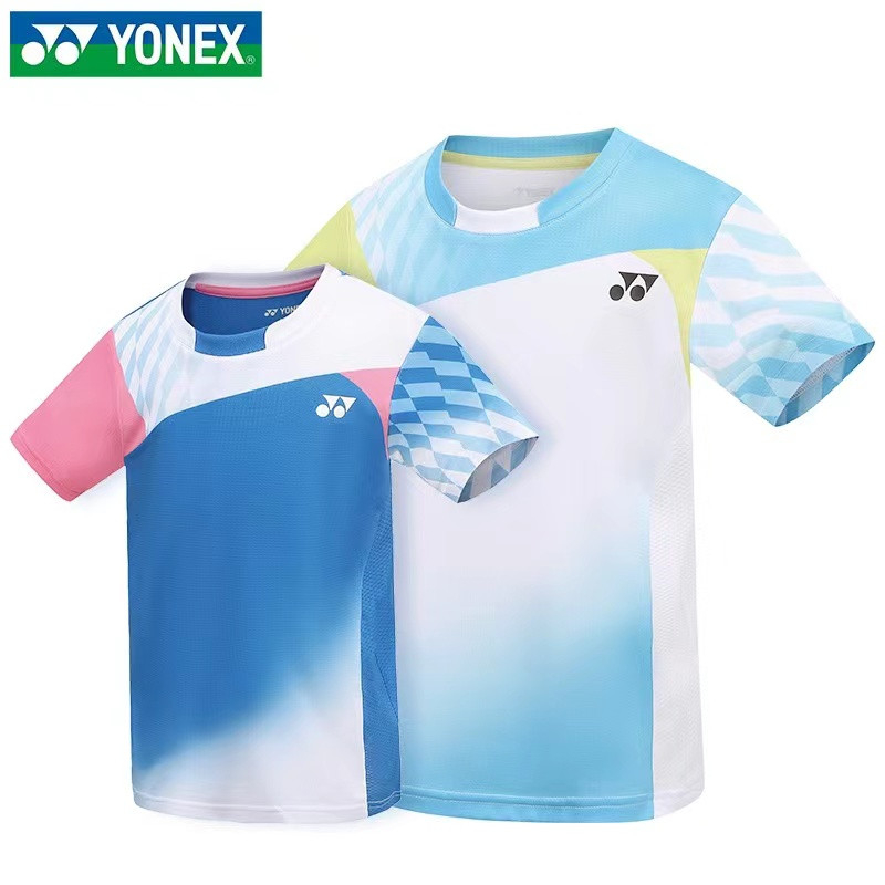 Yonex trẻ em thanh niên cầu lông jersey sấy nhanh nam và nữ thể thao tay ngắn t-shirt cặp đôi trang phục trò chơi jersey