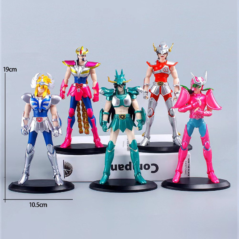1 cái 19 cm saint seiya anime hình the five bronze sanits andromedae shun cygnus hyoga phoenix draco shiryu pegasus pvc action figures mô hình búp bê đồ chơi
